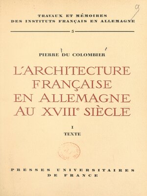 cover image of L'architecture française en Allemagne au XVIIIe siècle (1)